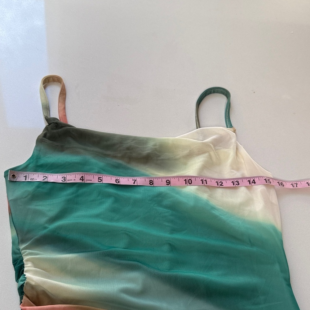 🆕 Pretty Garden Bodycon Asymmetrical Mesh Mini Ombré Dress, Size M - Picture 11 of 15